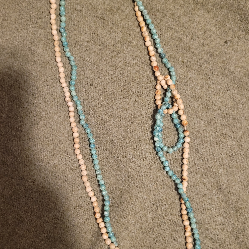 Elegant Blue and Cream Stone Beaded Necklaces